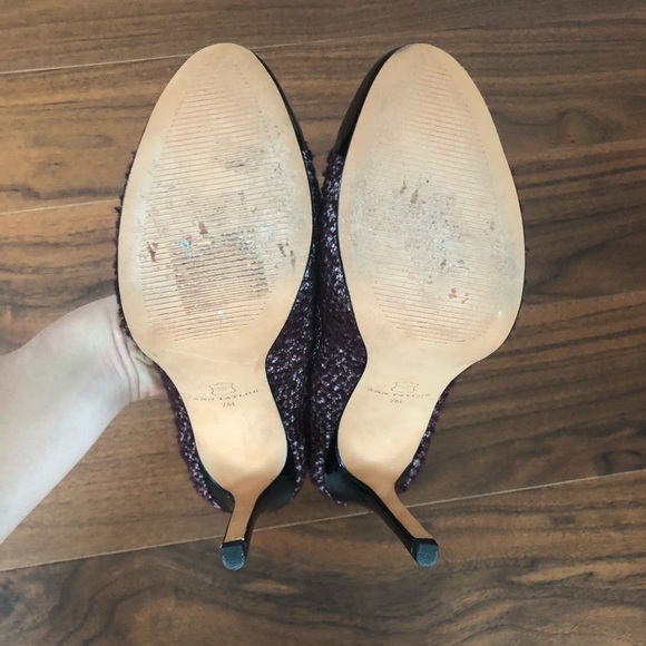 Ann Taylor Patent Leather Cap Toe Tweed Pumps - Picture 4 of 6